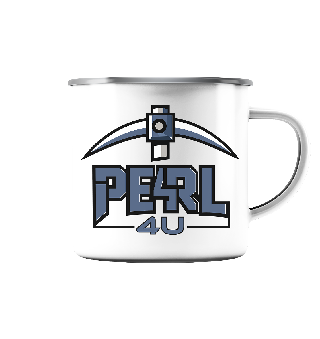 Pe4rl4U - Emaille Tasse (Silber)