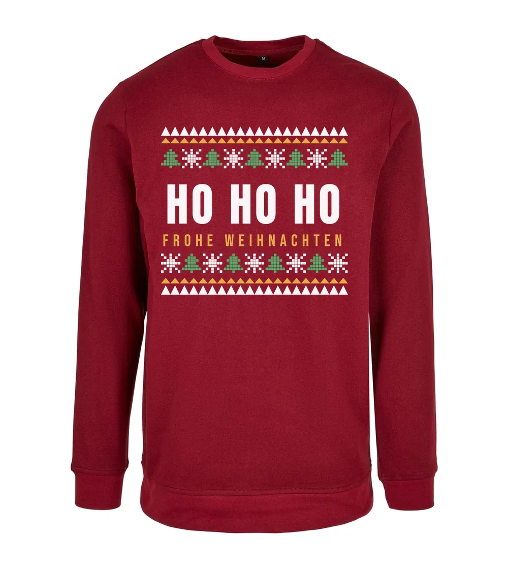 Weihnachten - Ho Ho Ho Ugly Christmas Sweatshirt in Burgundy
