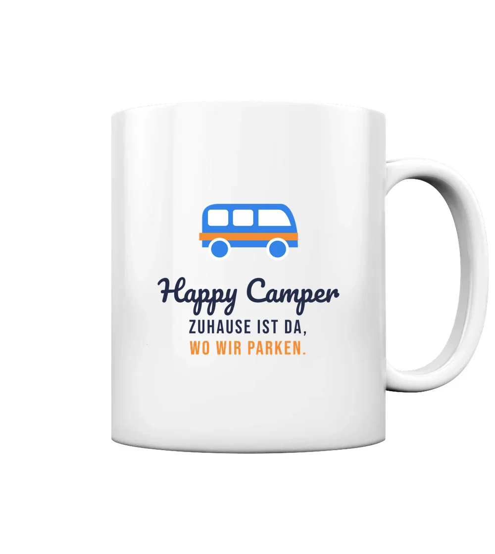 Outdoor - Happy Camper Tasse in White glossy