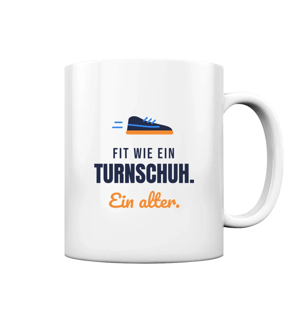 Sport - Fit wie ein Turnschuh Tasse in White glossy