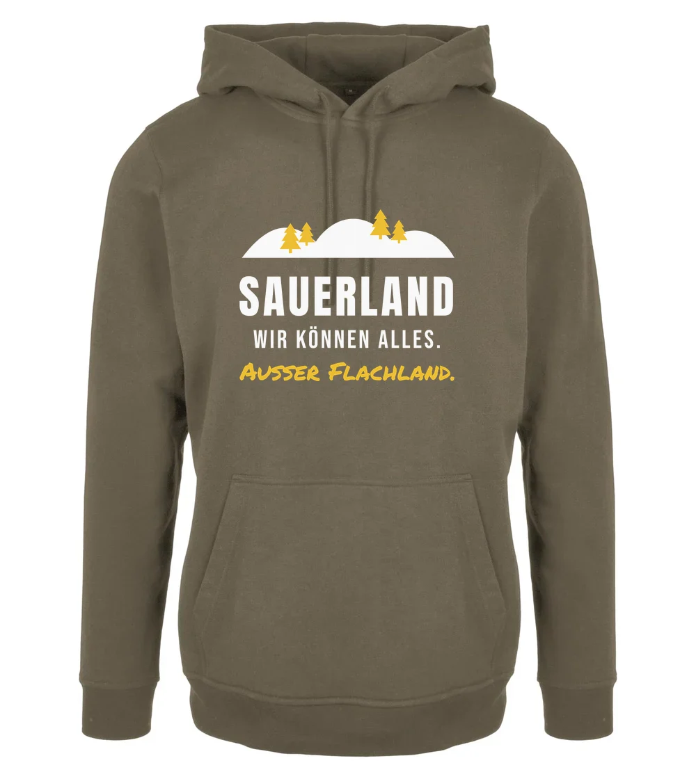 Sauerland - Sauerland – Wir können alles außer Flachland Hoodie in Olive