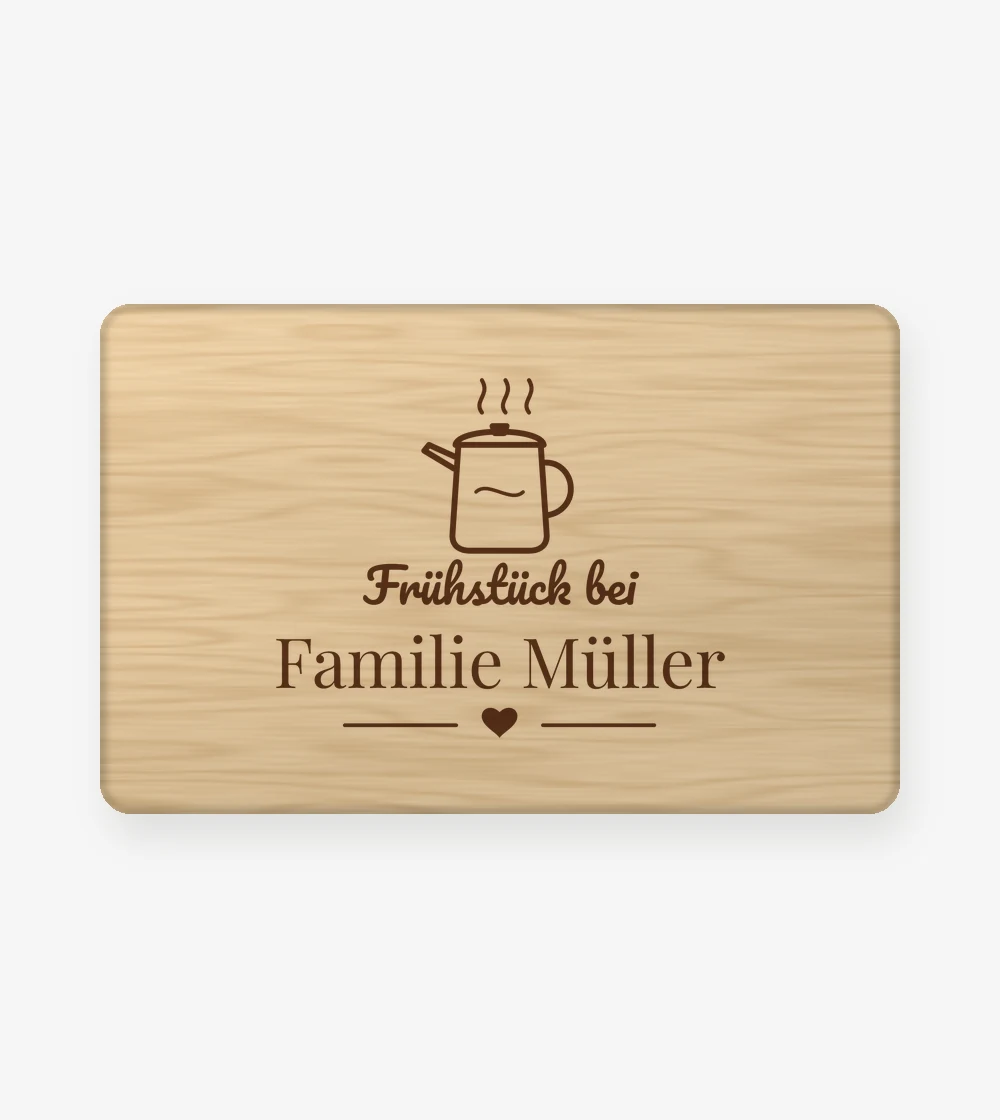 Familie - Frühstücksbrett mit Familiennamen in Standard