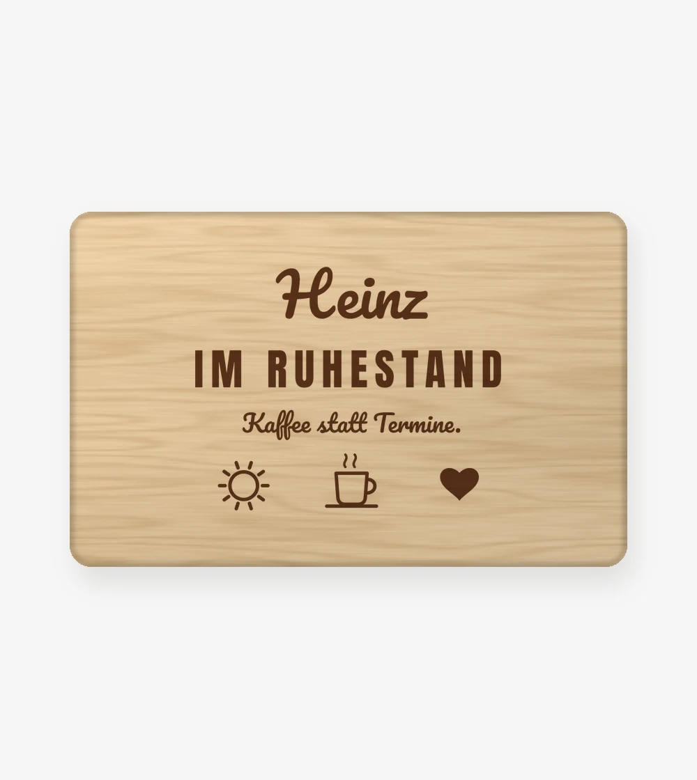 Rente - Ruhestand Frühstücksbrett mit Namen in Standard