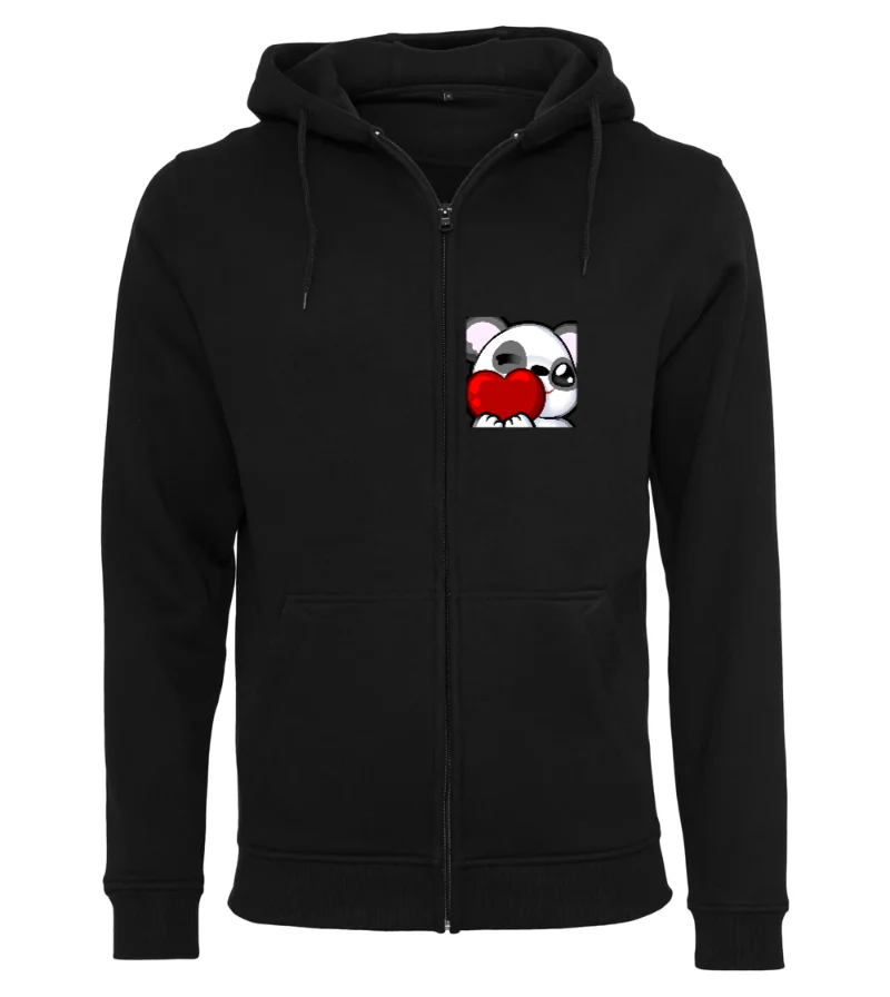 Candy Panda Love - Zip-Hoodie in Black