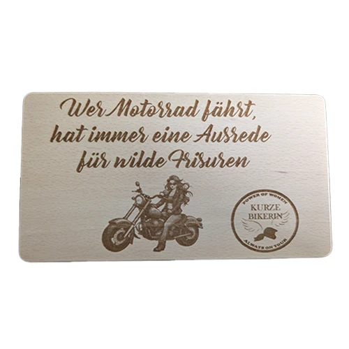 Kurze Bikerin - Frühstücksbrett Chopper