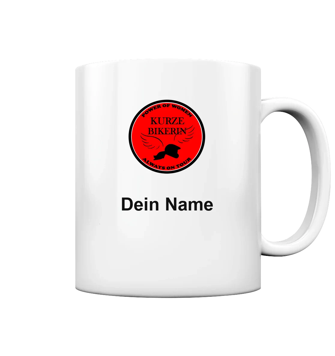 Kurze Bikerin Black - Tasse weiß glänzend in White glossy