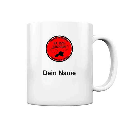 Kurze Bikerin Black - Tasse weiß glänzend