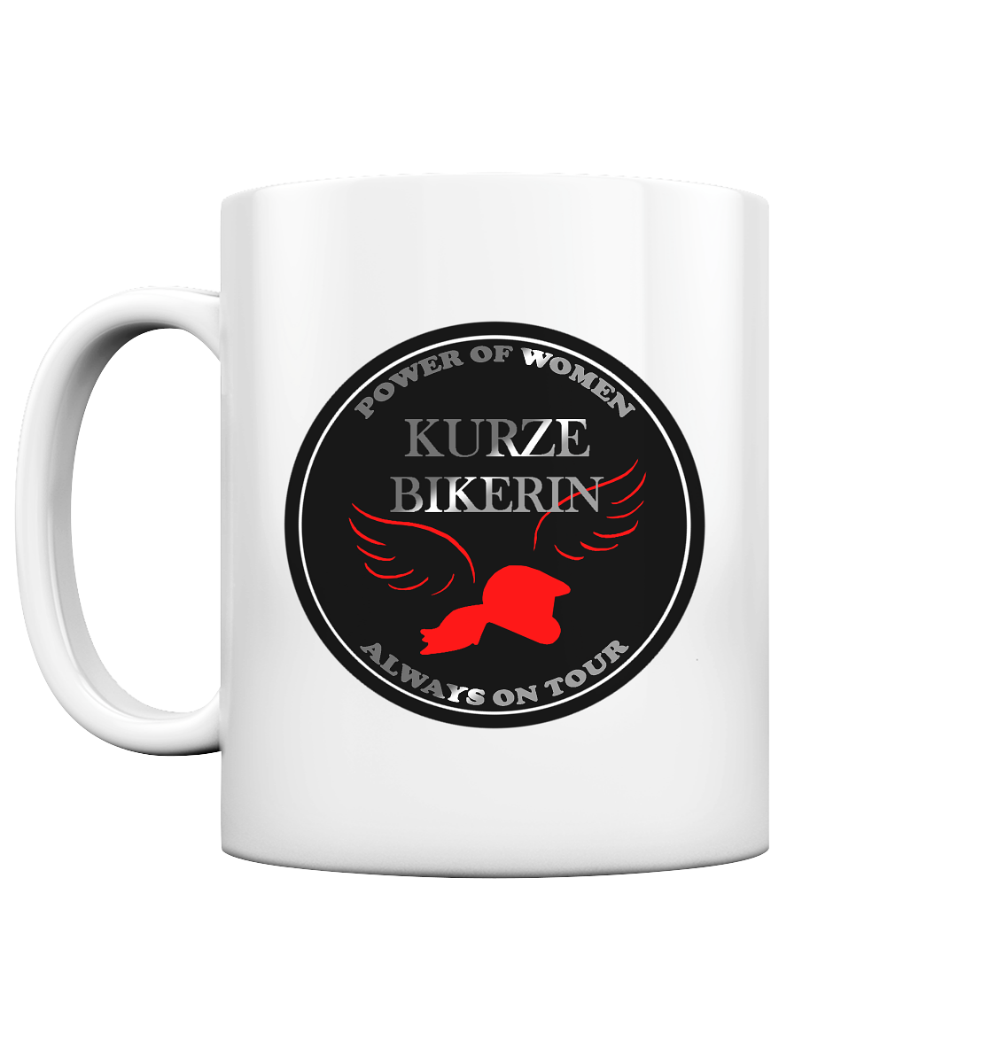 Kurze Bikerin Black - Tasse glossy
