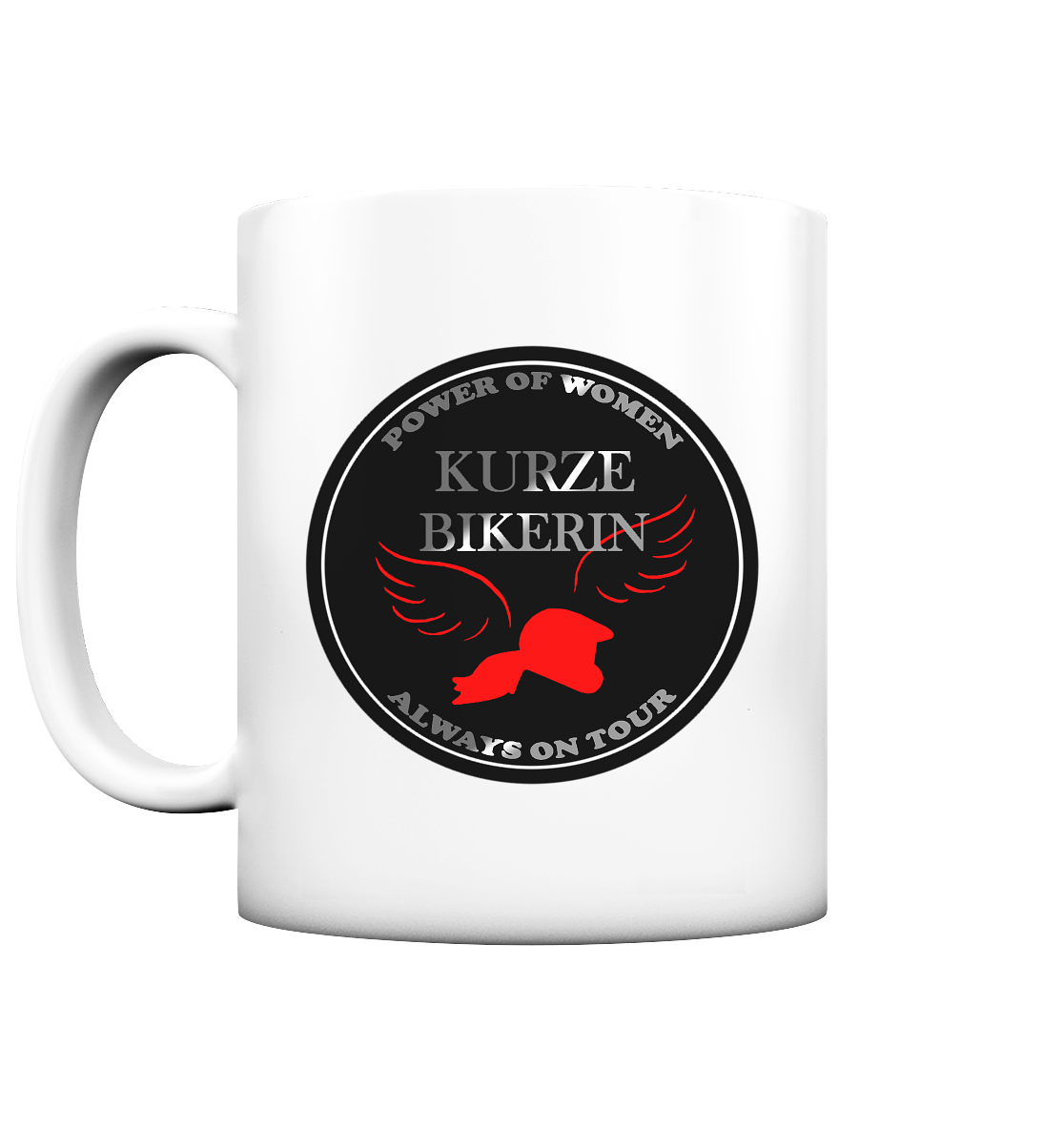 Kurze Bikerin Black - Tasse matt