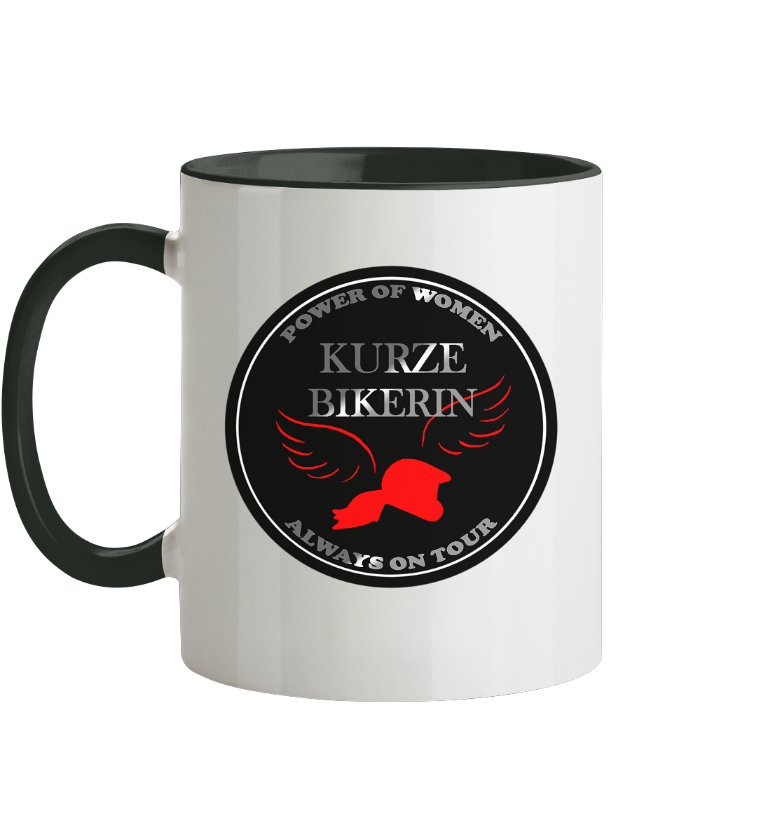 Kurze Bikerin Black - Tasse zweifarbig