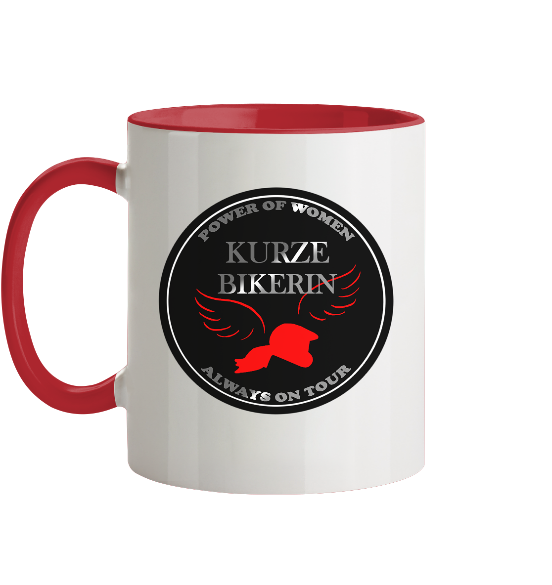 Kurze Bikerin Black - Tasse zweifarbig