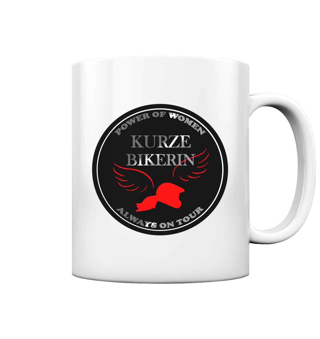 Kurze Bikerin Black - Tasse glossy