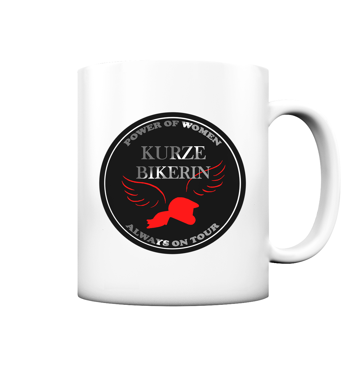 Kurze Bikerin Black - Tasse matt