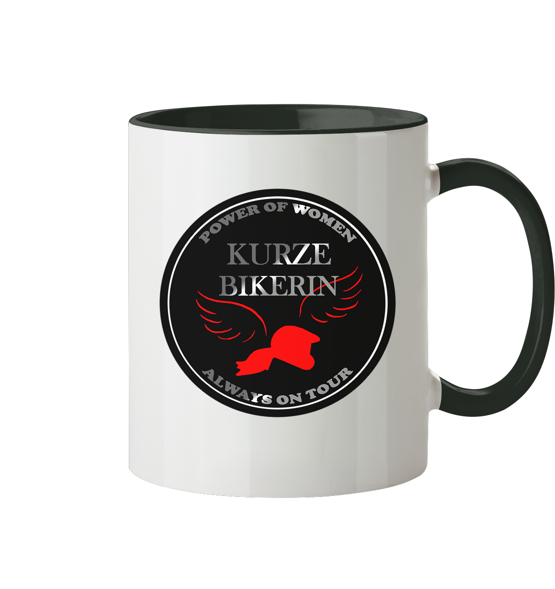 Kurze Bikerin Black - Tasse zweifarbig