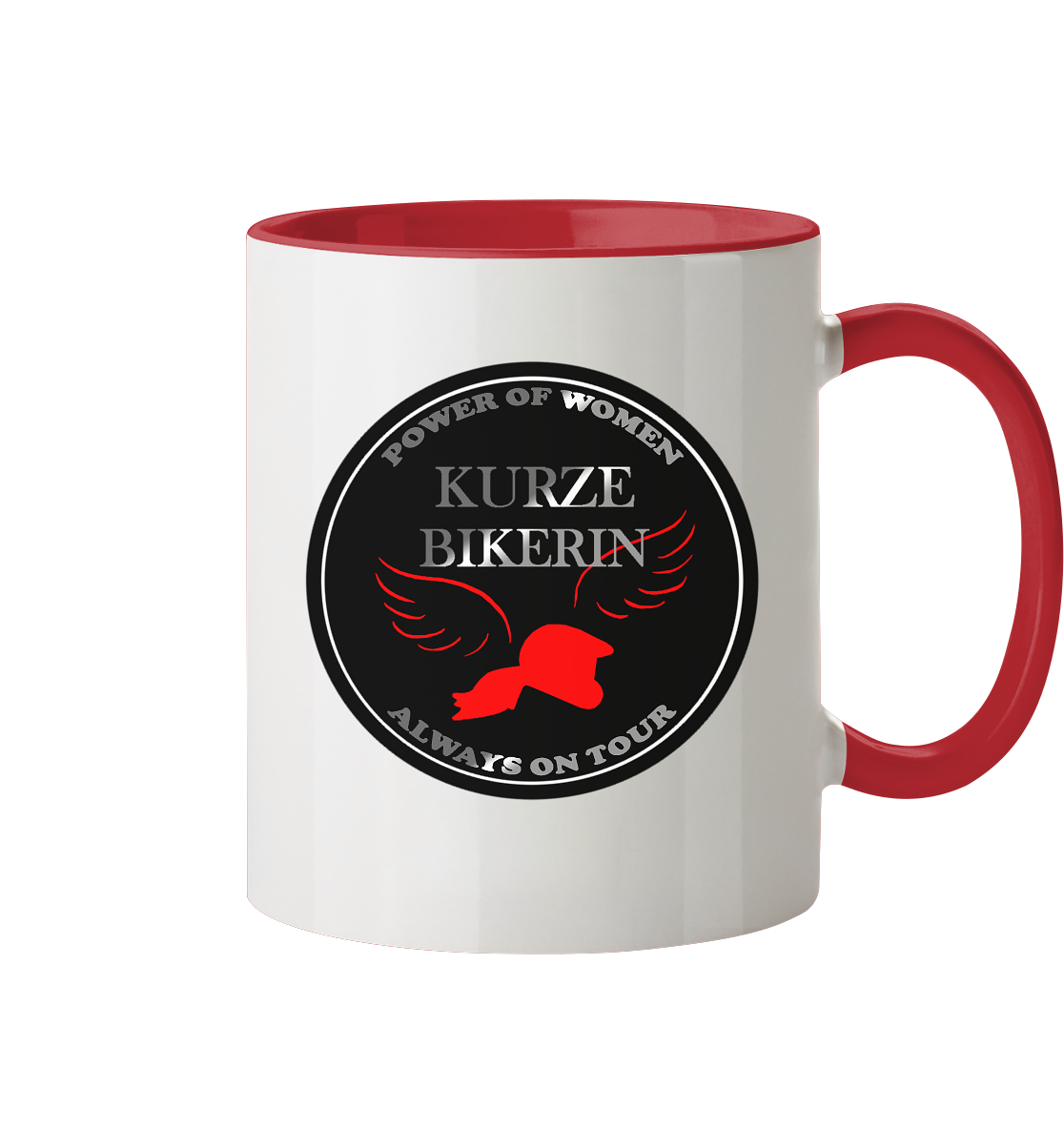 Kurze Bikerin Black - Tasse zweifarbig